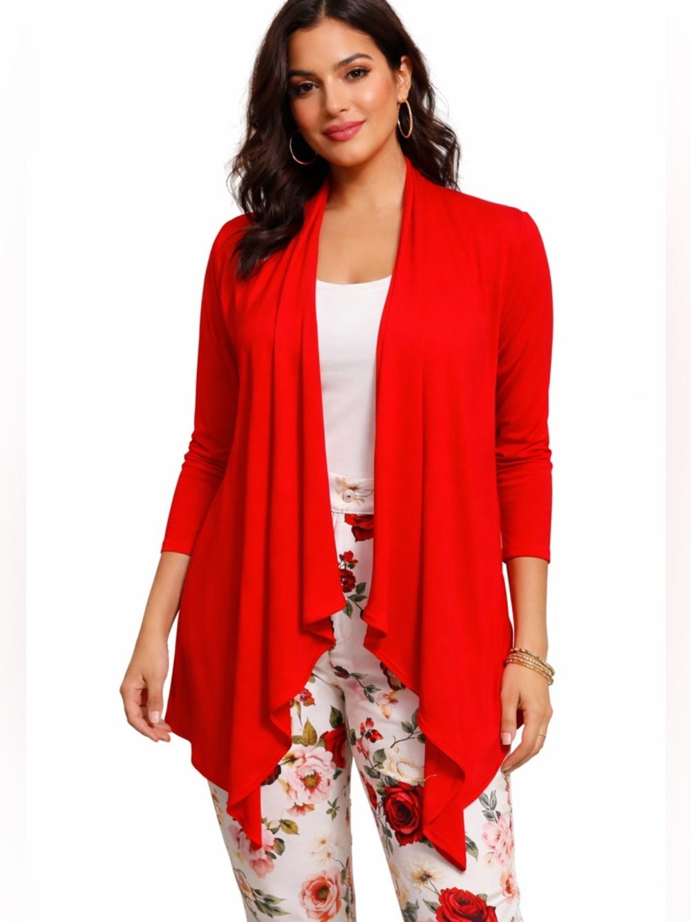 NWT Anthony SZ S red open front oversized cardigan/bust 50”/rear PTP 25”
